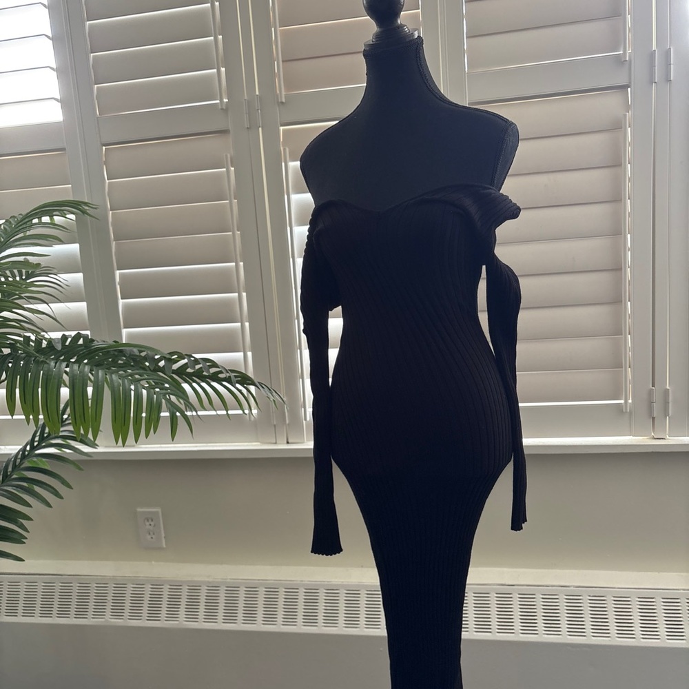 JLUXLABEL Black Off Shoulder Bodycon Cocktail Dress